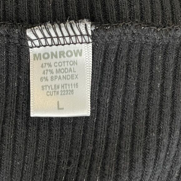 Monrow Brushed Rib Mock Neck Top Faded Black Size Large New - Picture 13 of 16